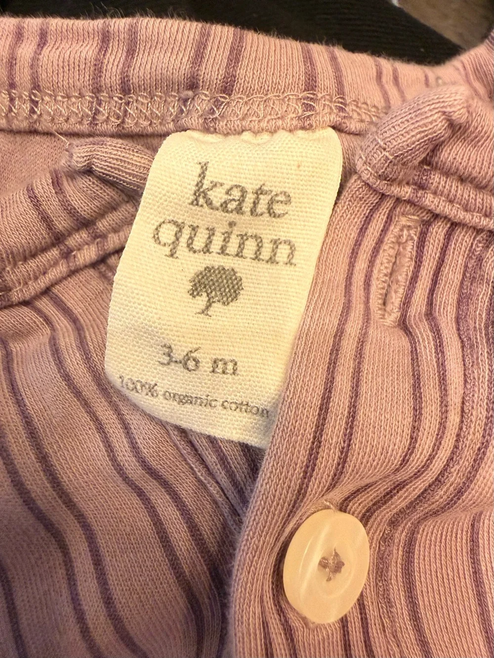 Kate Quinn 100% Organic Cotton Baby Girl Purple Striped Ruffle Romper 3-6M